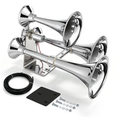 VEVOR 3-Trumpet Air Horn 150dB Super Loud Train Horn for Trucks SUVs, Fits 12V/24V Vehicles & Boats, Powerful Sound