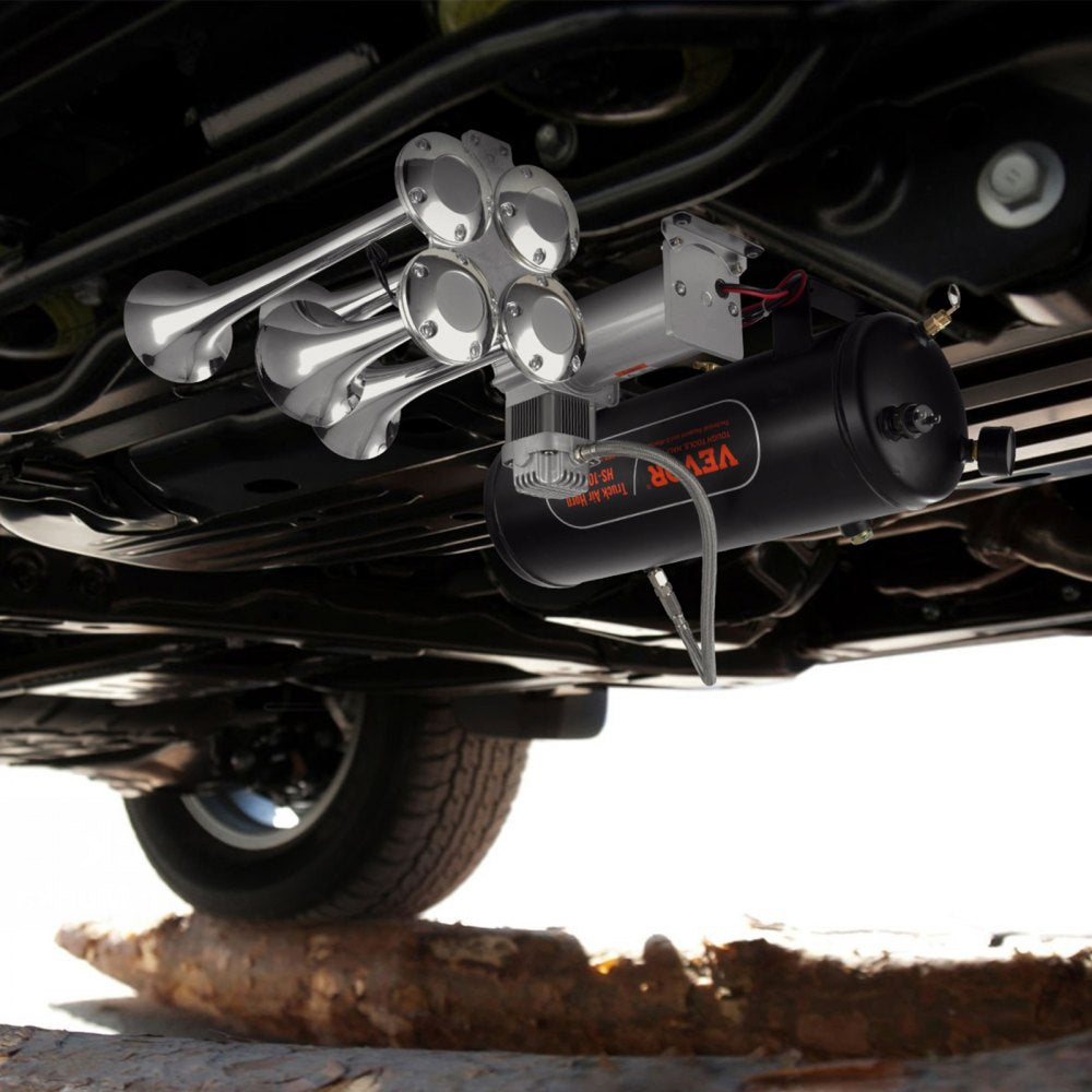 VEVOR Train Horns Kit, 4 Trumpet Air Horn Kit, 150dB Train Horns for Pickup Trucks, 12V 160 psi Air Compressor 2.6