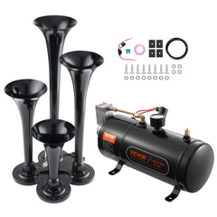 VEVOR Train Horns Kit, 4 Trumpet Air Horn Kit, 150dB Train Horns for Pickup Trucks, 12V 120 psi Air Compressor 0.8