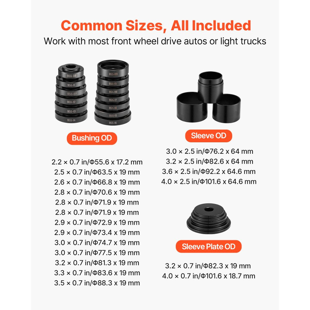 VEVOR Wheel Bearing Press Kit, 23 PCS FWD Bearing Puller Tools, for Front Wheel Drive Bearing Removal and Installation