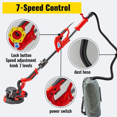 VEVOR Drywall Sander 850W Electric, Electric Sander Variable Speed 800-1750RPM, Drywall Sander Foldable Sheetrock