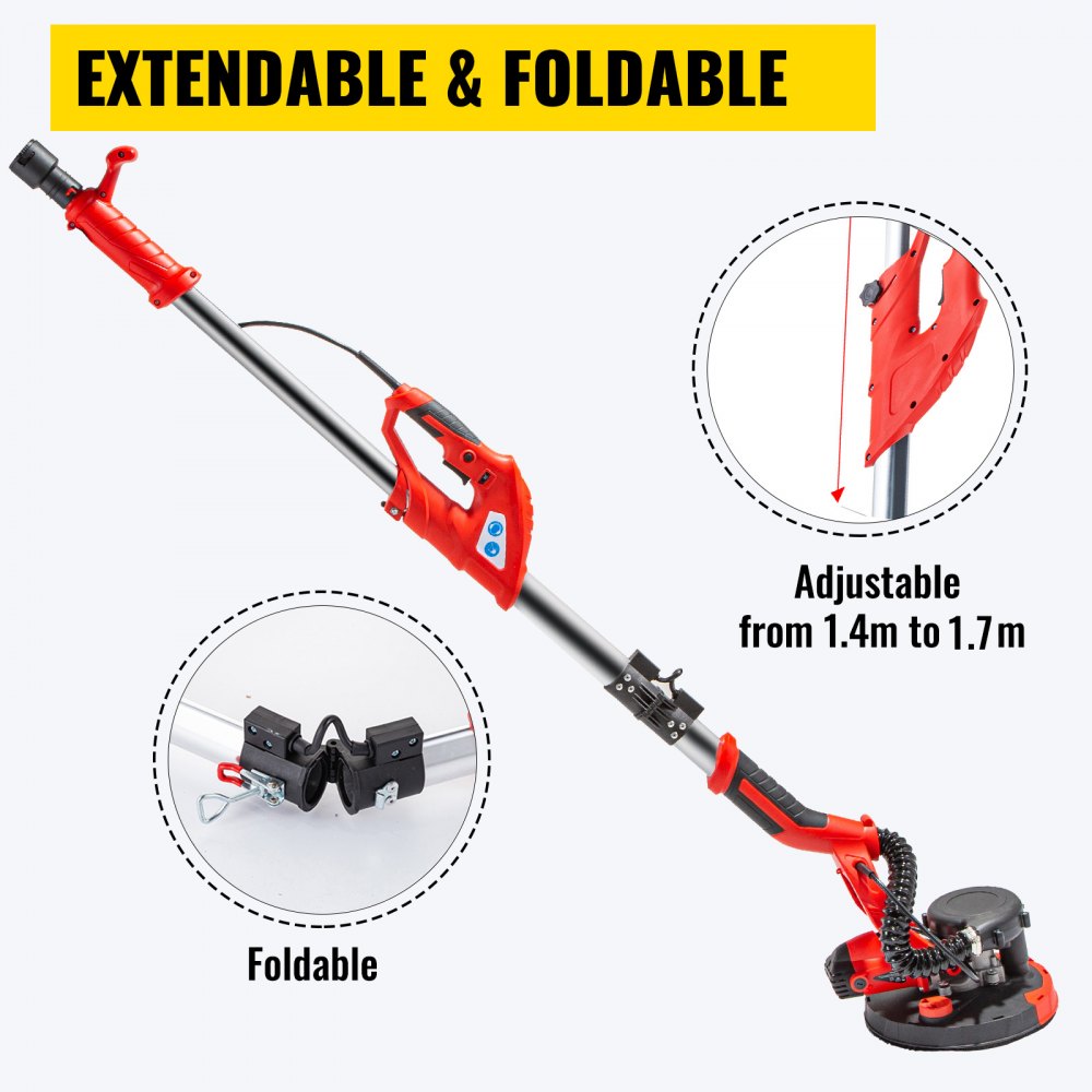 VEVOR Drywall Sander 850W Electric, Electric Sander Variable Speed 800-1750RPM, Drywall Sander Foldable Sheetrock