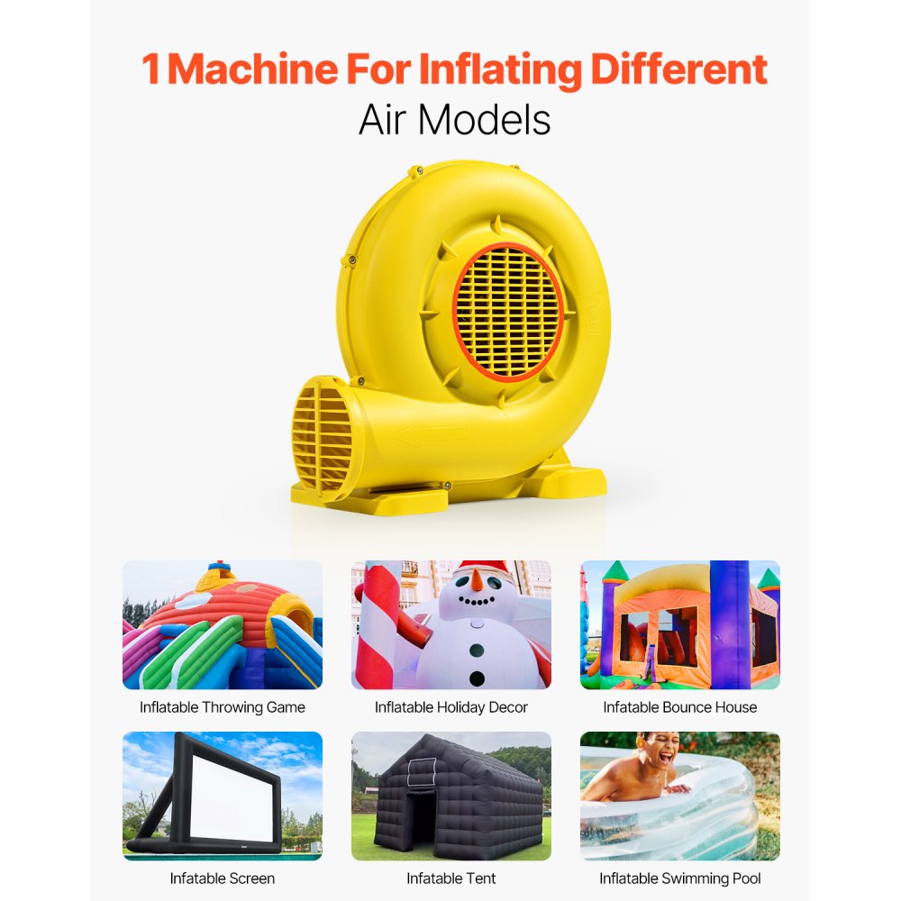 VEVOR Inflatable Blower, 380W&450W, 0.5 & 0.6 HP Bounce House Blower, Pump Commercial Air Blower for Inflatables