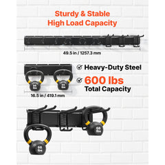 VEVOR Garage Tool Organizer 49.5 Inch 600 lbs Wall Mount Garden Tool Rack, Heavy Duty Garage Hanging Storage Rack