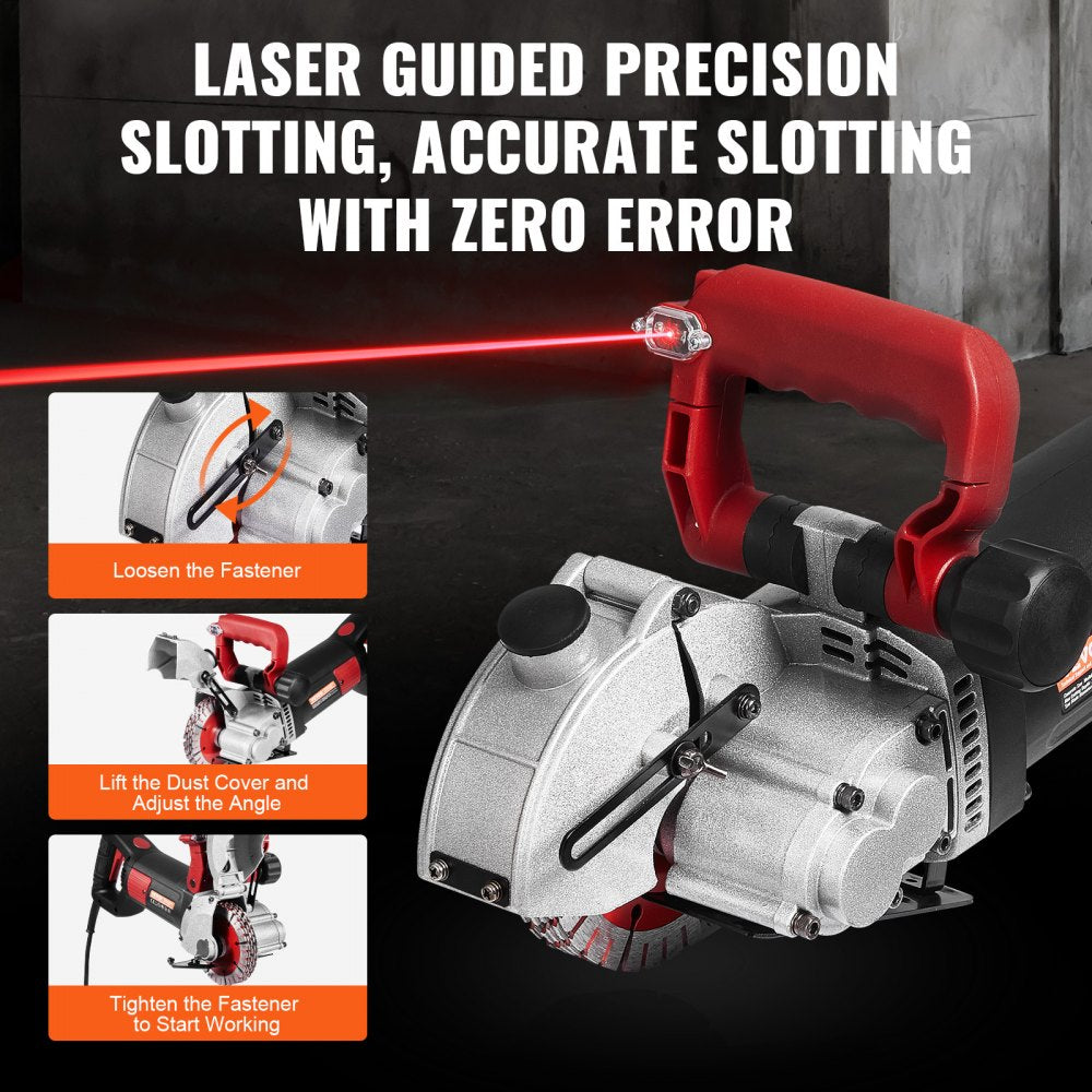 VEVOR Wall Chaser, 2500W 38 mm Cutting Width,Wall Groove Cutting Machine 34MM Cutting Depth,Wall Slotting Machine With