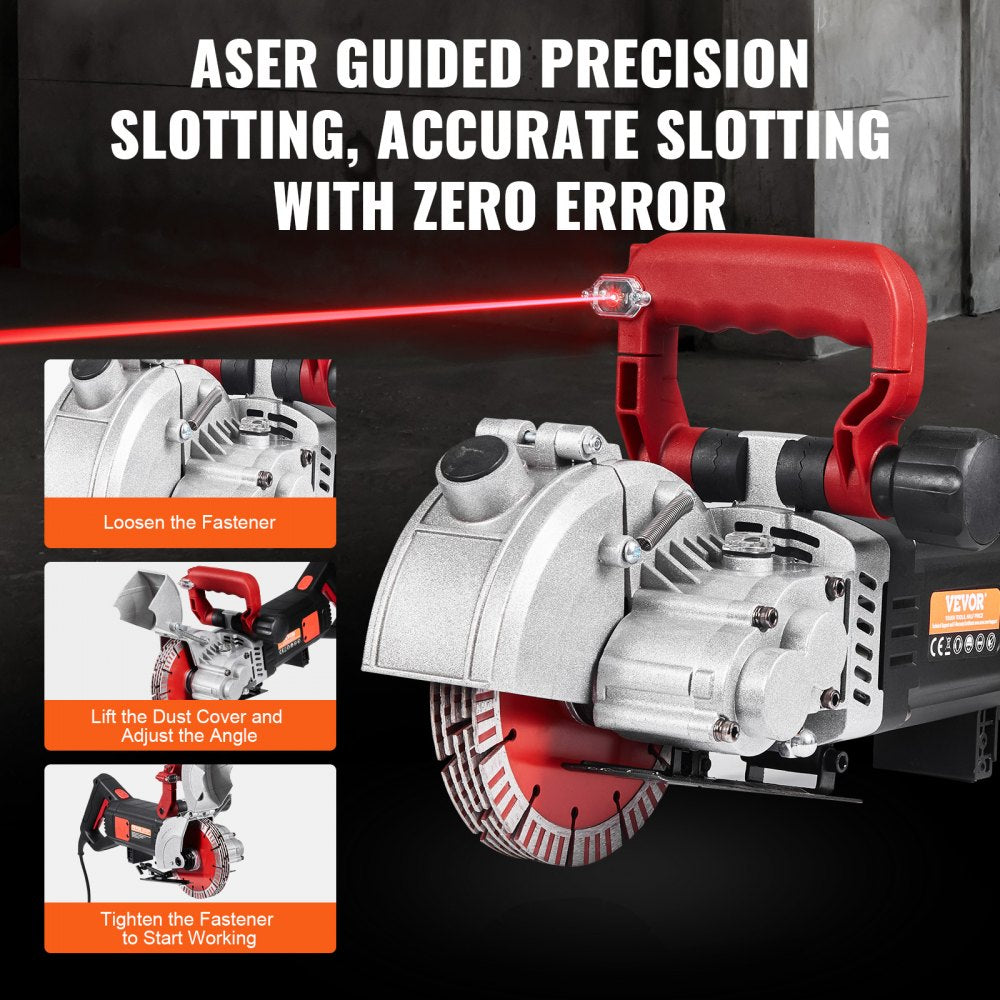 VEVOR Wall Chaser, 2500W 38mm/1.5" Cutting Width,Wall Groove Cutting Machine 52mm/2" Cutting Depth,Wall Slotting