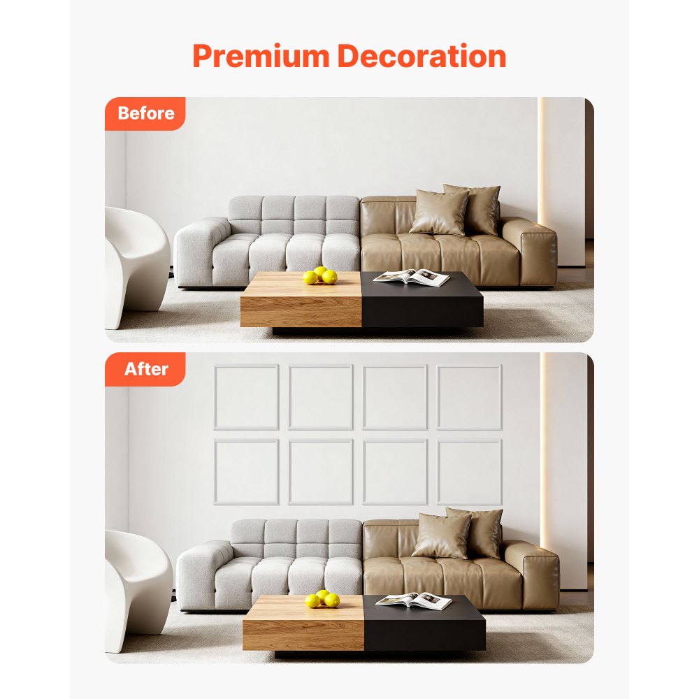 VEVOR Wall Molding 12 Pack, 20 x 20 in Wainscoting Panels Kit, Lightweight Paintable Polystyrene, Easy to Install