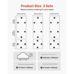 VEVOR Wall Molding 3 Pack, Wainscoting Panels Kit, Lightweight Paintable Polystyrene, Easy to Install, Waterproof