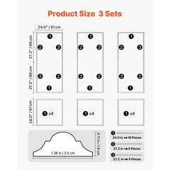 VEVOR Wall Molding 3 Pack, Wainscoting Panels Kit, Lightweight Paintable Polystyrene, Easy to Install, Waterproof