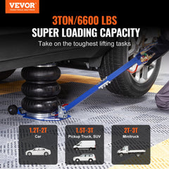 VEVOR Air Jack, 3 Ton/6600 lbs Triple Bag Air Jack, Airbag Jack with Six Steel Pipes, Lift up to 17.7", 3-5 s Fast