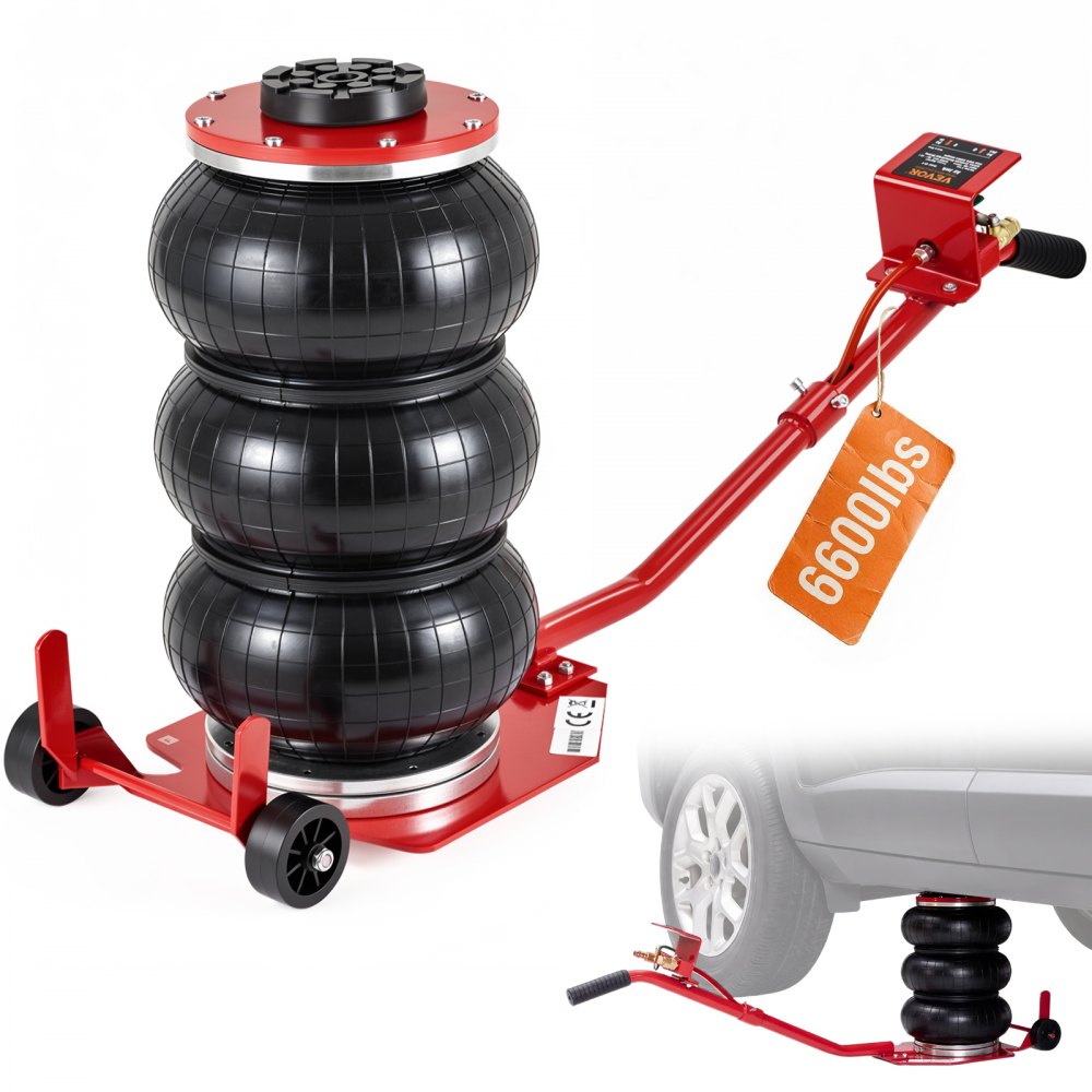 VEVOR Air Jack, 3 Ton/6600 lbs Triple Bag Air Jack, Airbag Jack with Six Steel Pipes, Lift up to 17.7 inch/450 mm, 3-5