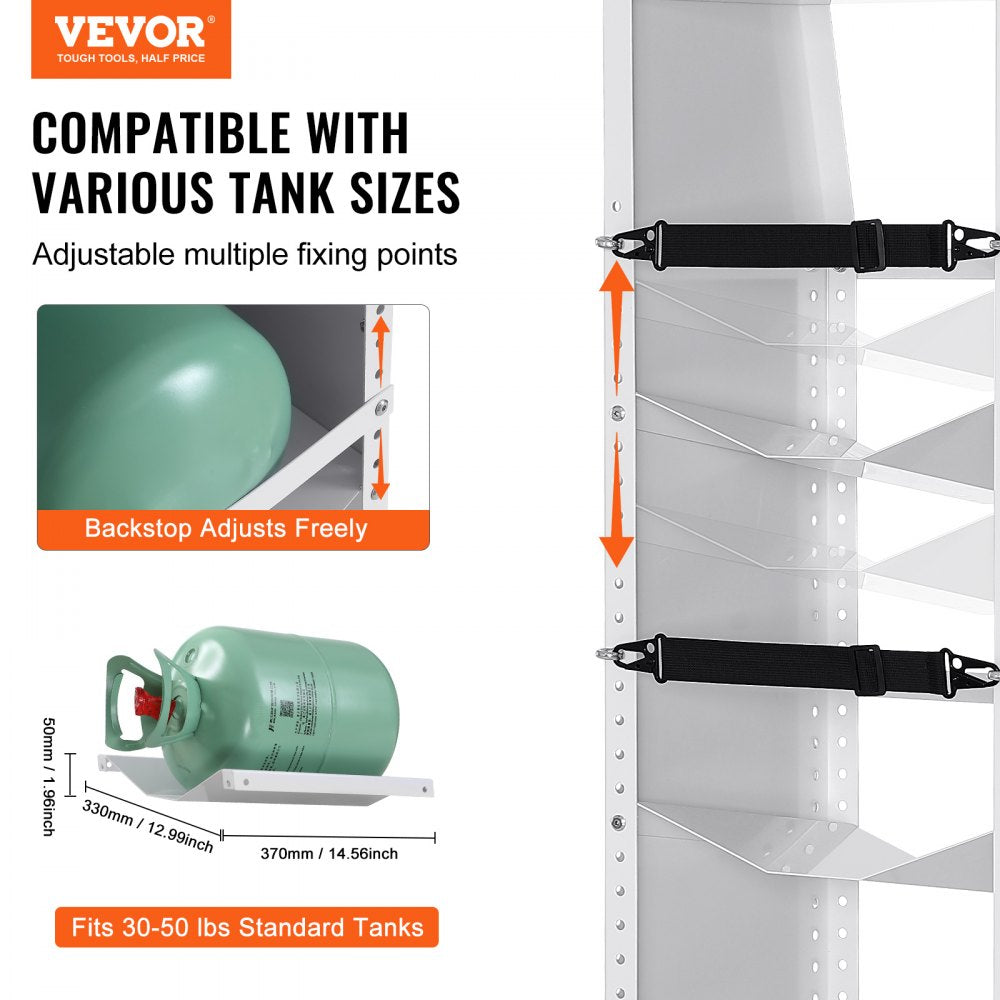 VEVOR Refrigerant Tank Rack, with 3 x 30-50lb Bottle Tanks, Cylinder Tank Rack 14.64x13.97x46.06 in, Refrigerant
