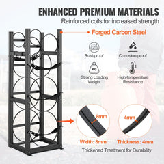 VEVOR Refrigerant Tank Rack, with 2 x 30lbs and Other 3 Small Bottle Tanks, Cylinder Tank Rack 12.79x12.99x47.12 in