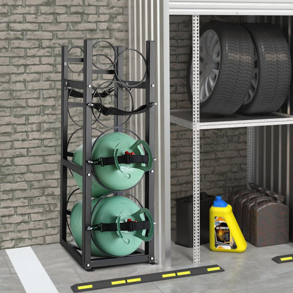 VEVOR Refrigerant Tank Rack, with 2 x 30lbs and Other 3 Small Bottle Tanks, Cylinder Tank Rack 12.79x12.99x47.12 in