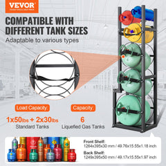 VEVOR Refrigerant Tank Rack, with 1 x 50lb, 2 x 30lb and Other 3 Small Bottle Tanks, Cylinder Tank Rack