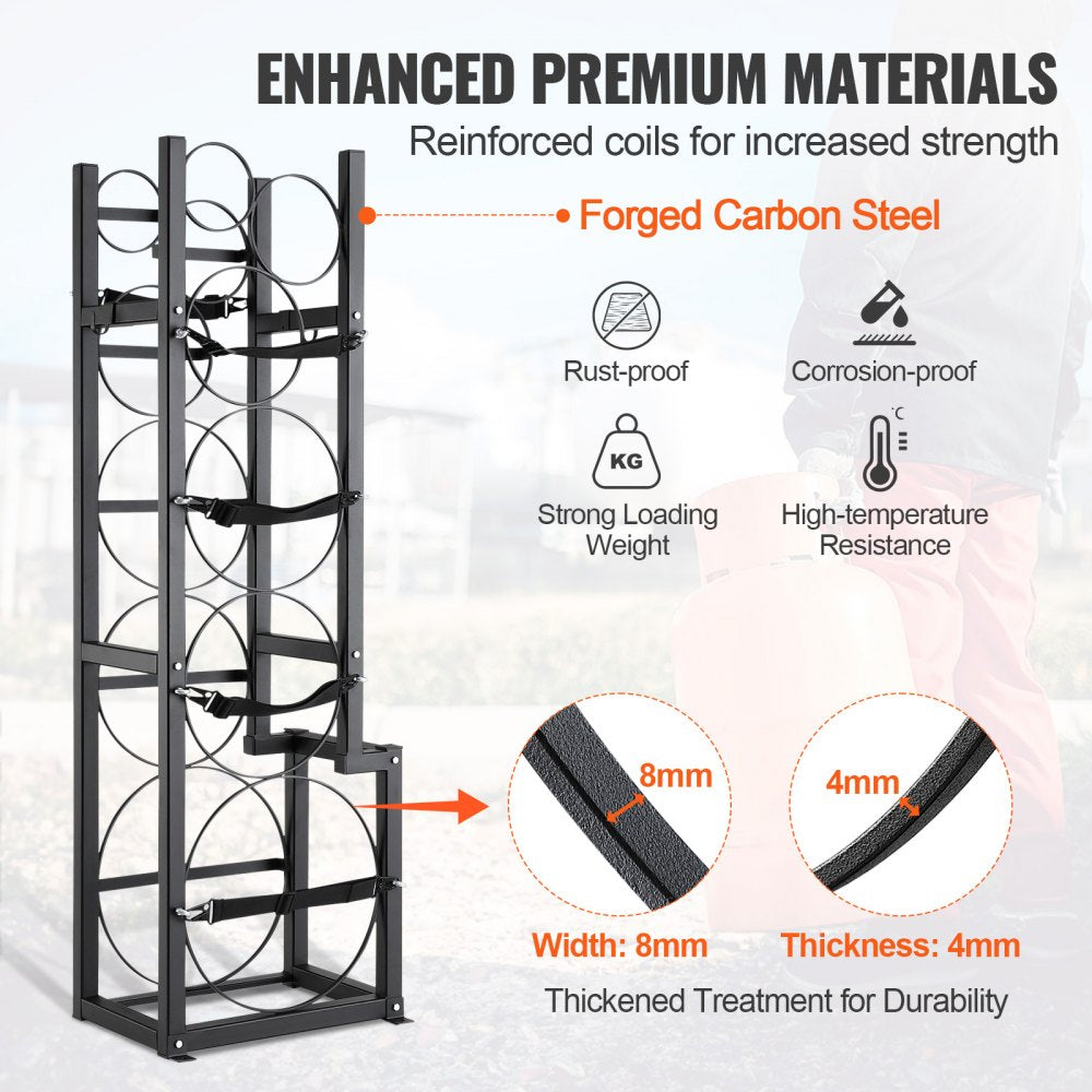 VEVOR Refrigerant Tank Rack, with 1 x 50lb, 2 x 30lb and Other 3 Small Bottle Tanks, Cylinder Tank Rack