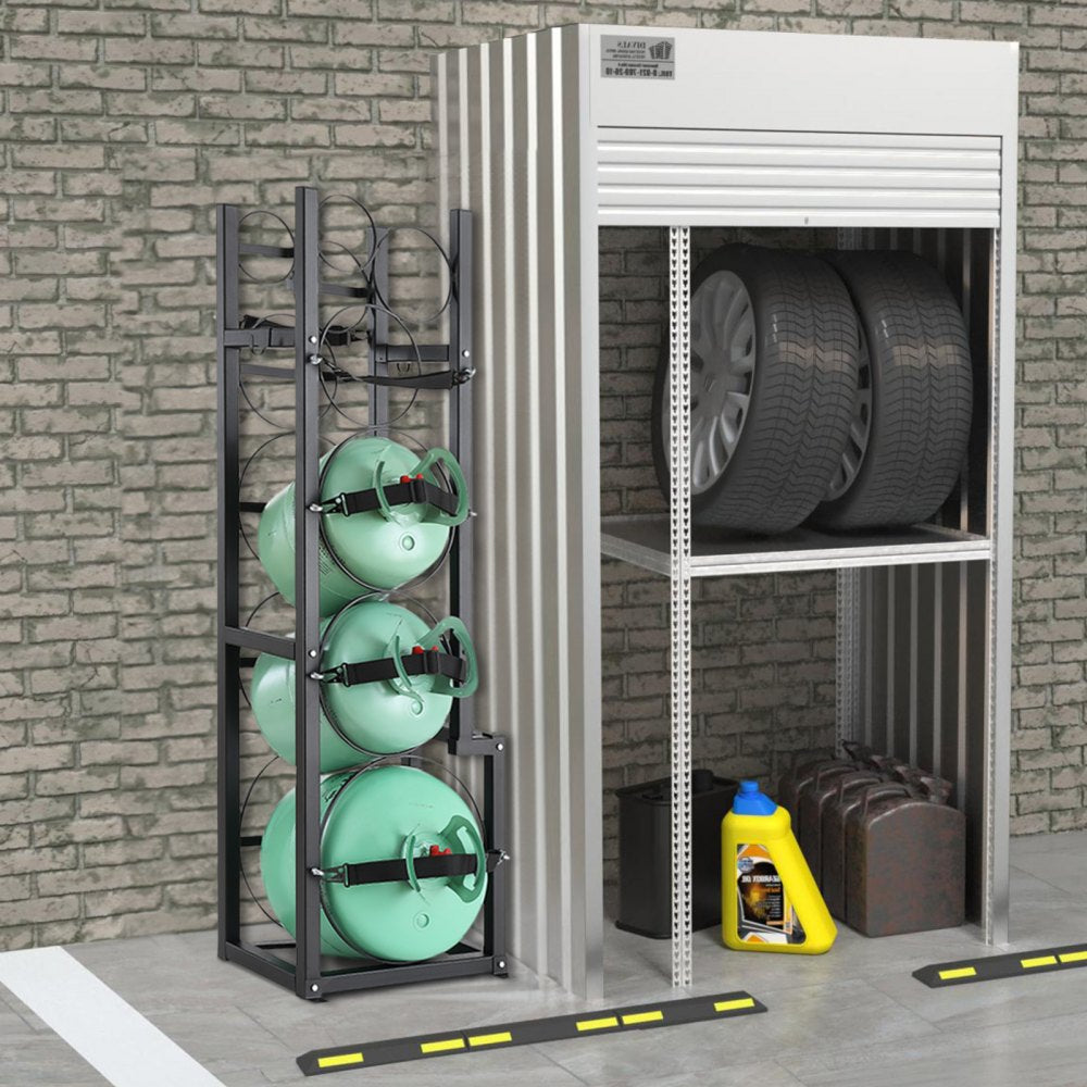 VEVOR Refrigerant Tank Rack, with 1 x 50lb, 2 x 30lb and Other 3 Small Bottle Tanks, Cylinder Tank Rack