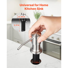 VEVOR Soap Dispenser for Kitchen Sink, Stainless Steel Built in Sink Soap Dispenser with 47" Extension Tube Kit
