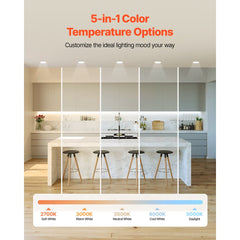 VEVOR 12 Pack 6 Inch LED Recessed Ceiling Light, 5CCT, Canless Wafer Downlight with Junction Box