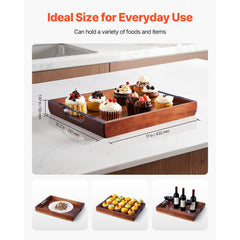 VEVOR Wood Serving Tray, Acacia Wooden Tray Board with Handles, Decorative Rustic Serving Trays Platter, Ideal for