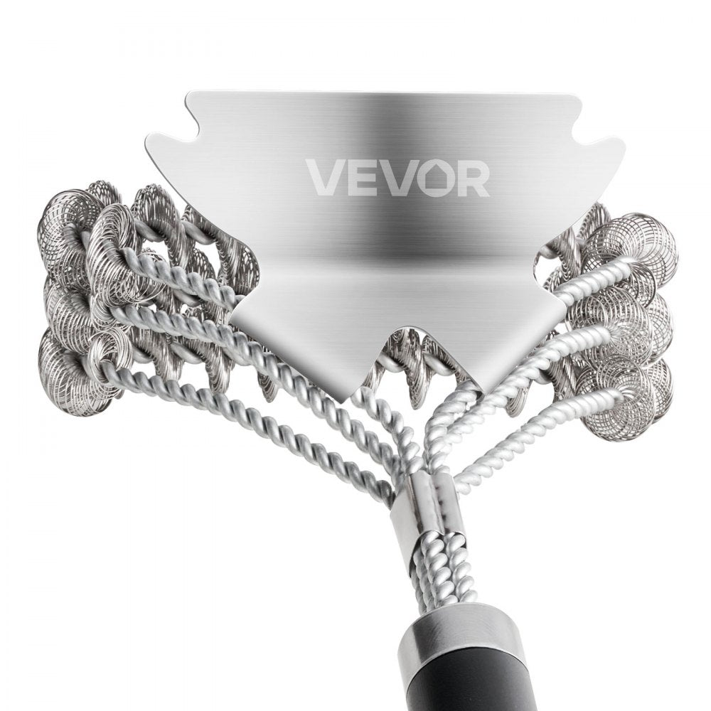 VEVOR Grill Brush and Scraper, BBQ Brush for Outdoor Grills, Stainless Steel Woven Wire, Bristle Free Barbecue Brushes