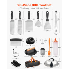 VEVOR 28PCS Griddle Accessories Kit, Flat Top Grill Accessory, Enlarged Spatula Gift Set, Stainless Steel Grilling