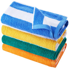 VEVOR Beach Towel, 4 Pack Oversized Beach Towels, 30 x 60 in Cabana Striped Large Pool Towel, 100% Cotton Soft and