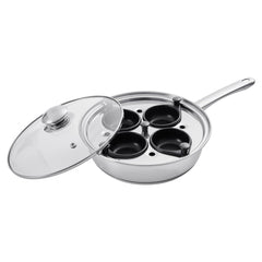 VEVOR Egg Poacher Pan, 4-Cup Poached Egg Maker, Stainless Steel Poaching Pan and Frying Skillet, with 4 Nonsitck