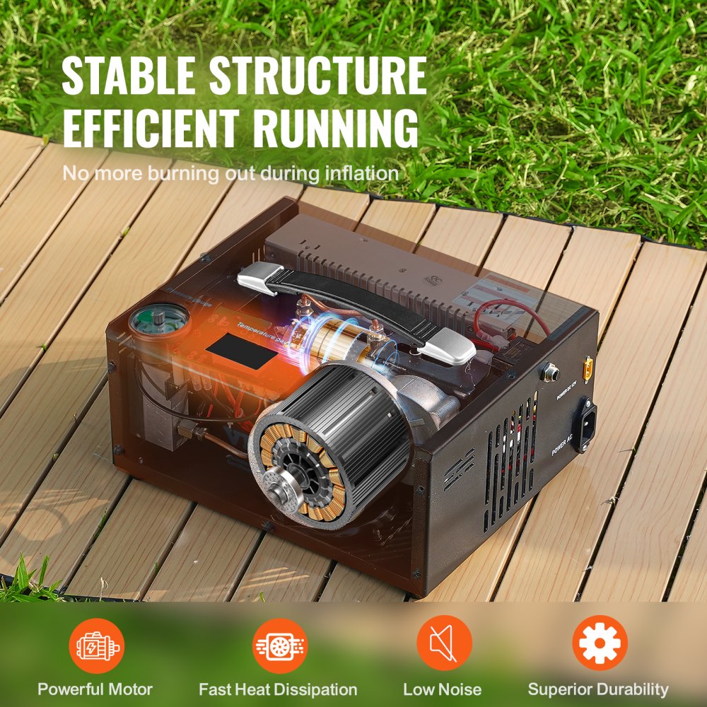 VEVOR PCP Air Compressor, 4500PSI Portable PCP Airgun Compressor with Built-in Converter, Auto-Stop | DC12V/AC120V |
