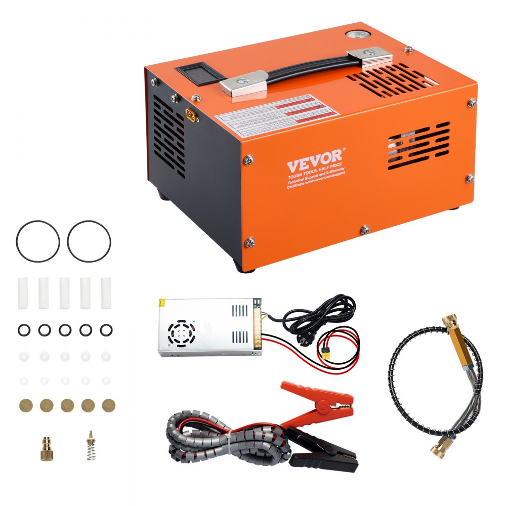 VEVOR PCP Air Compressor, 4500PSI/30Mpa Portable PCP Airgun Compressor with External Converter, DC12V, AC115V | Oil &