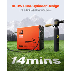 VEVOR PCP Air Compressor, 800W Dual-Cylinder PCP Airgun Compressor 4500PSI/30Mpa with Built-in Fan Cooling System