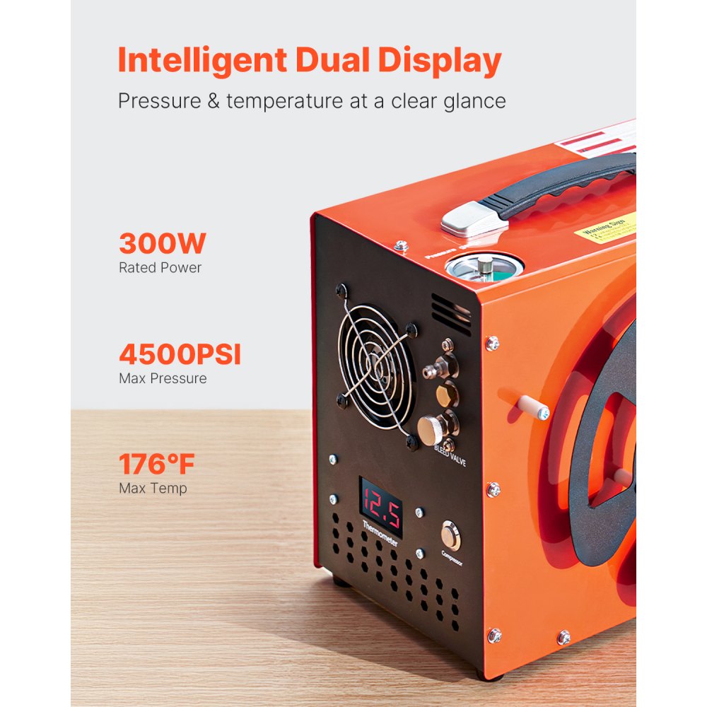 VEVOR PCP Air Compressor, 4500PSI/30Mpa PCP Airgun Compressor with Built-in Converter & Fan Cooling System, Auto Stop