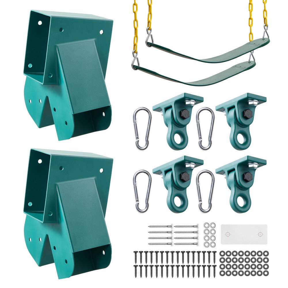 VEVOR Swing Set Brackets, Heavy-Duty A-frame Set Hardware, with 2 A-Frame Swing Brackets & 2 Seats & 4 Hangers, for
