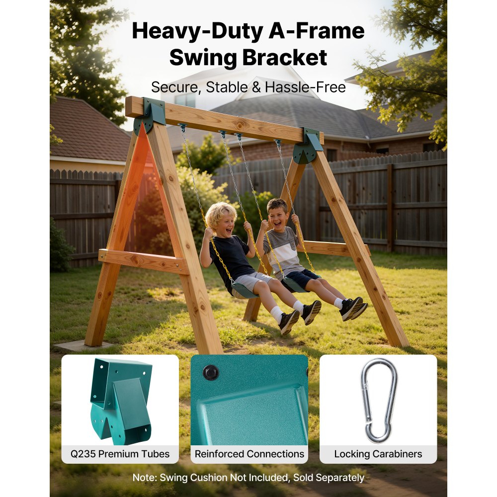 VEVOR Swing Set Brackets, Heavy-Duty A-frame Set Hardware, with 2 A-Frame Swing Brackets & 4 Hangers, Sturdy for