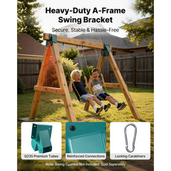 VEVOR Swing Set Brackets, Heavy-Duty A-frame Set Hardware, with 2 A-Frame Swing Brackets & 4 Hangers, Sturdy for