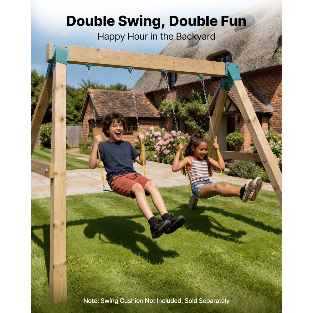 VEVOR Swing Set Brackets, Heavy-Duty A-frame Set Hardware, with 2 A-Frame Swing Brackets & 4 Hangers, Sturdy for