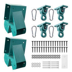 VEVOR Swing Set Brackets, Heavy-Duty A-frame Set Hardware, with 2 A-Frame Swing Brackets & 4 Hangers, Sturdy for