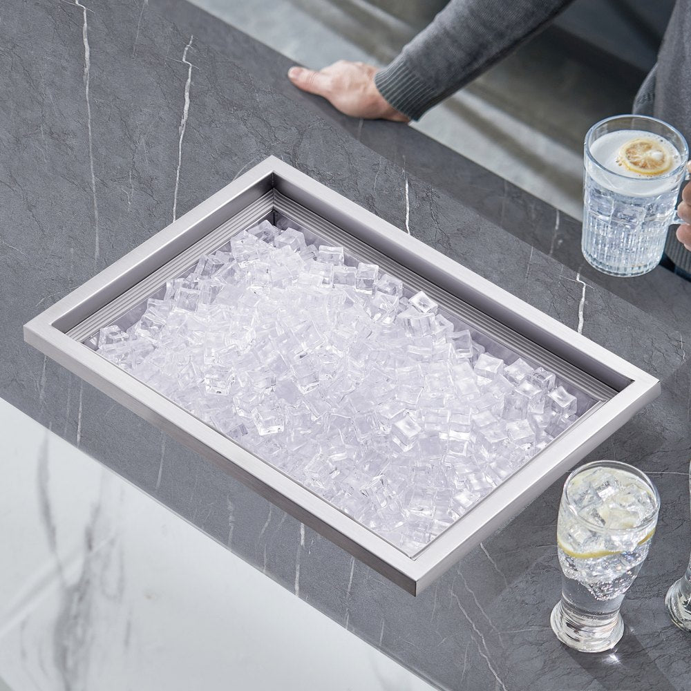 VEVOR Drop in Ice Chest, 20"L x 14"W x 12"H Stainless Steel Ice Cooler, Commercial Ice Bin with Cover, 40 qt Outdoor