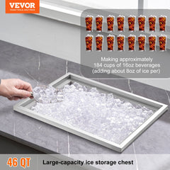 VEVOR Drop in Ice Chest, 22"L x 17"W x 12"H Stainless Steel Ice Cooler, Commercial Ice Bin with Cover, 40 qt Outdoor