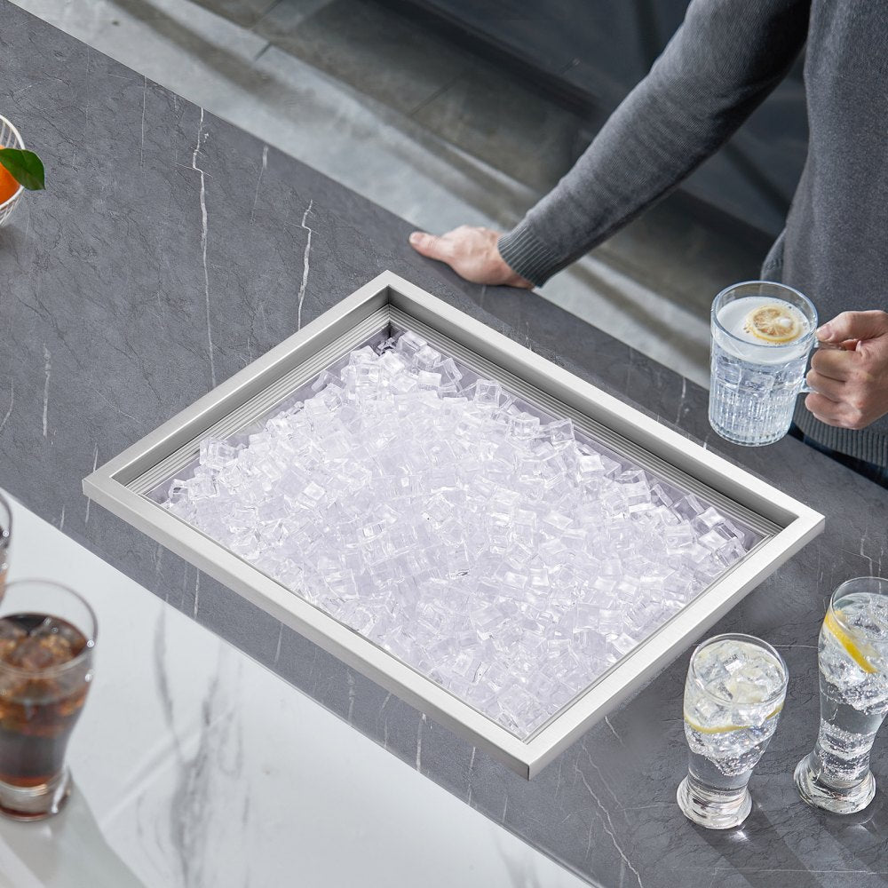 VEVOR Drop in Ice Chest, 22"L x 17"W x 12"H Stainless Steel Ice Cooler, Commercial Ice Bin with Cover, 40 qt Outdoor