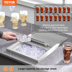 VEVOR Drop in Ice Chest, 18"L x 12"W x 14.5"H Stainless Steel Ice Cooler, Commercial Ice Bin with Sliding Cover, 40.9