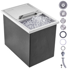 VEVOR Drop in Ice Chest, 18"L x 12"W x 14.5"H Stainless Steel Ice Cooler, Commercial Ice Bin with Sliding Cover, 40.9