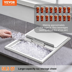 VEVOR Drop in Ice Chest, 24"L x 18"W x 13"H Stainless Steel Ice Cooler, Commercial Ice Bin with Sliding Cover, 40.9 qt