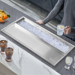VEVOR Drop in Ice Chest, 36"L x 18"W x 14"H Stainless Steel Ice Cooler, Commercial Ice Bin with Sliding Cover, 40.9 qt