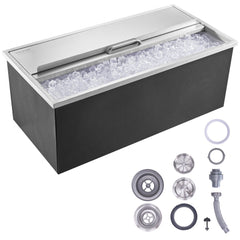VEVOR Drop in Ice Chest, 36"L x 18"W x 14"H Stainless Steel Ice Cooler, Commercial Ice Bin with Sliding Cover, 40.9 qt