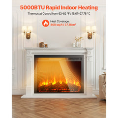 VEVOR Electric Fireplace Insert, 35 inch Recessed and Wall Mounted with Adjustable Flame Color Brightness & 8h Timer &
