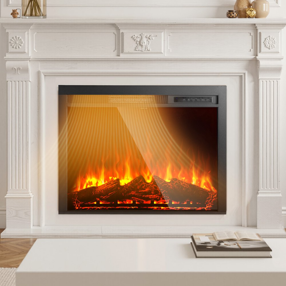 VEVOR Electric Fireplace Insert, 35 inch Recessed and Wall Mounted with Adjustable Flame Color Brightness & 8h Timer &