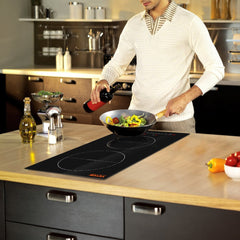 VEVOR Electric Cooktop, 2 Burners, 12'' Induction Stove Top, Built-in Magnetic Cooktop 3000W, 9 Heating Level