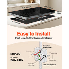 VEVOR Electric Cooktop, 36 inch 5 Burners Built-in Electric Stove Top, 8600W Ceramic Top Radiant Cooktop with Glass