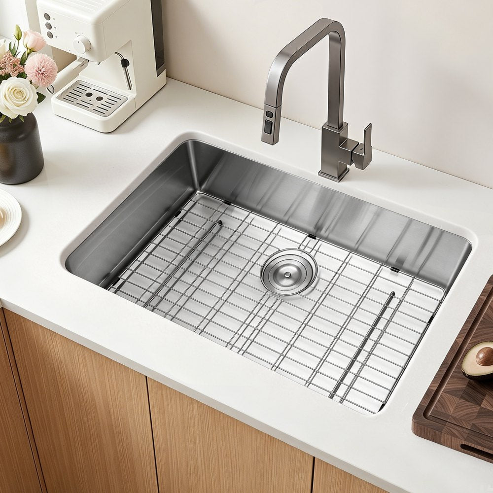 VEVOR 30-inch Kitchen Undermount Single Bowl Sinks, Stainless Steel Drop-In Farmhouse Basin with Accessories, Household